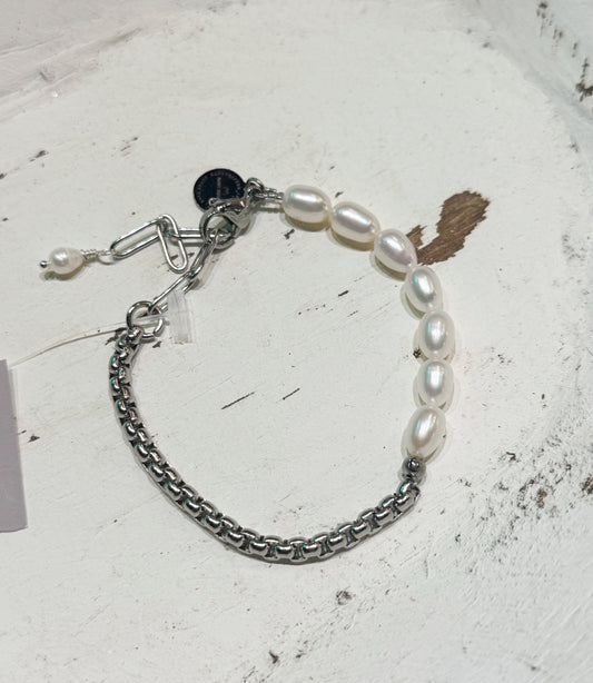 Jewelry | Bracelet Half Pearl Half Chain Adjustable