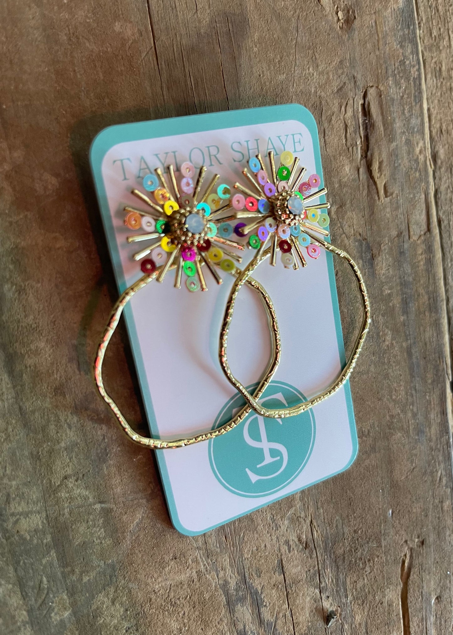 Jewelry | Earrings Rainbow Round Sequin Sunburst Hoops Taylor Shaye