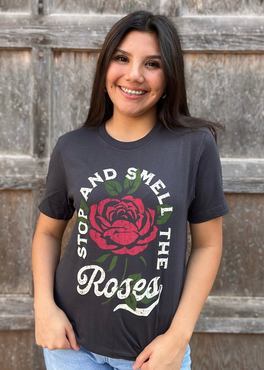 Tops | Graphic Tee Stop And Smell The Roses