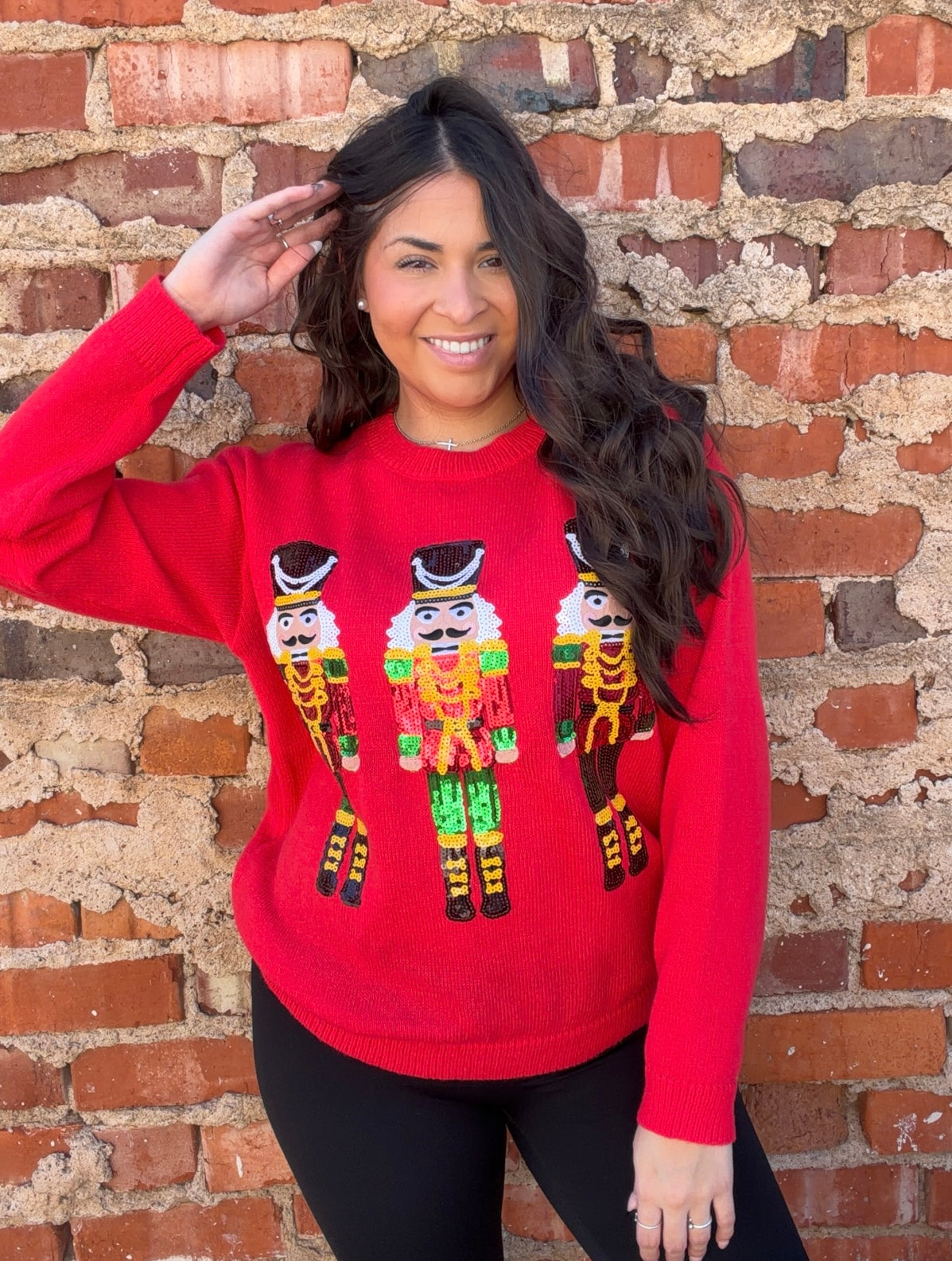 Sequin Nutcrackers Embroidery Sweater