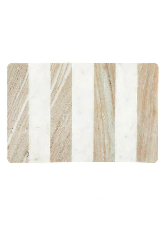 Tabletop | White Marble & Tan Stripe Board