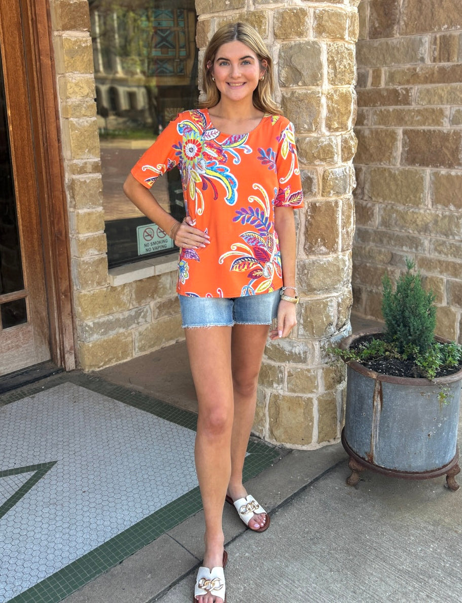 Tru Luxe Multi Print Knit Top W Twisted Back Strap Detail