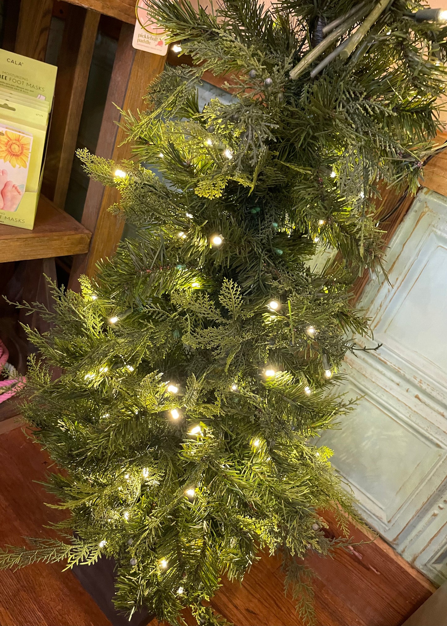 Lit Cedar & Pine Tree in Wood Box