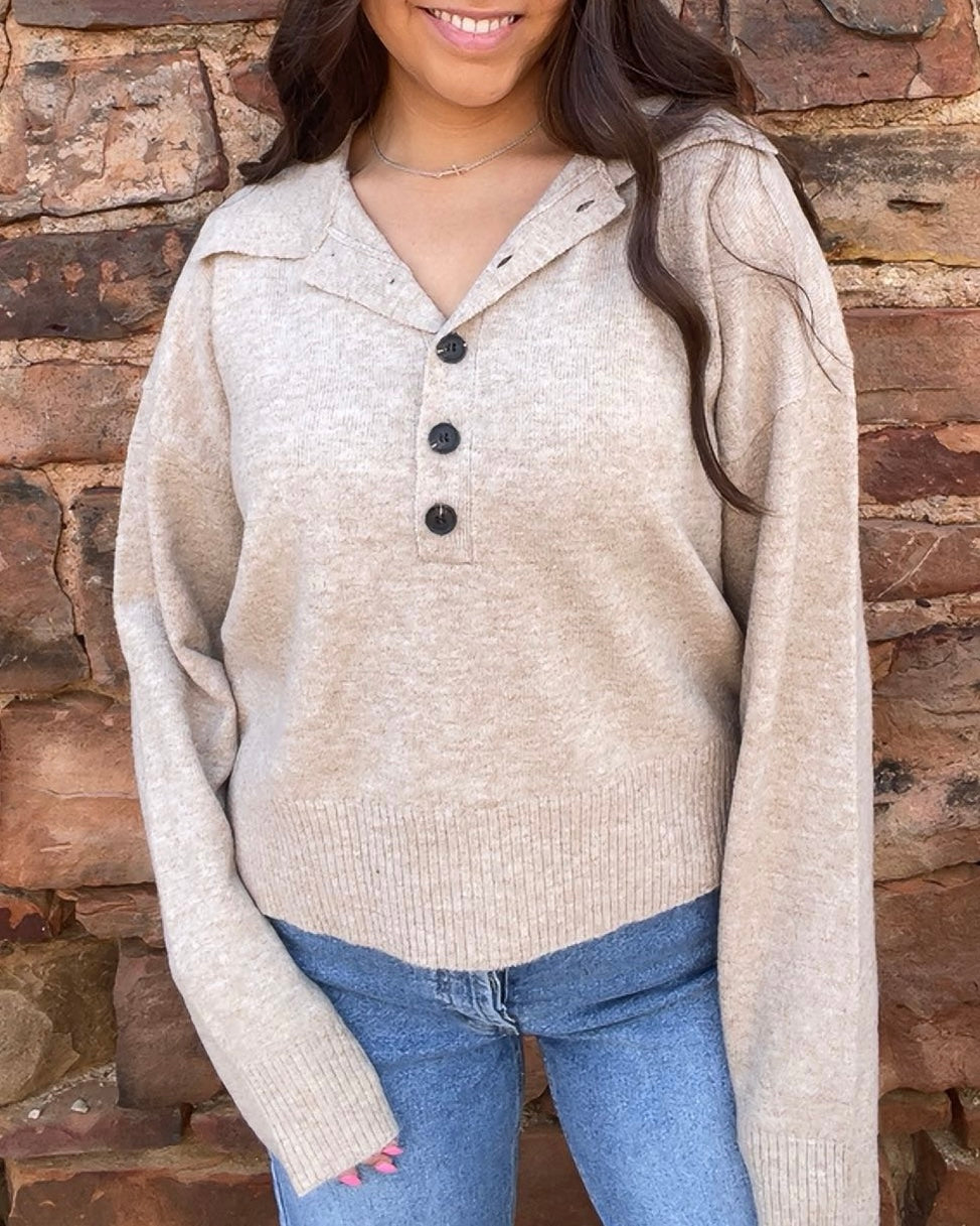 Tops | KUT From The Kloth Sweater Oatmeal Button Front