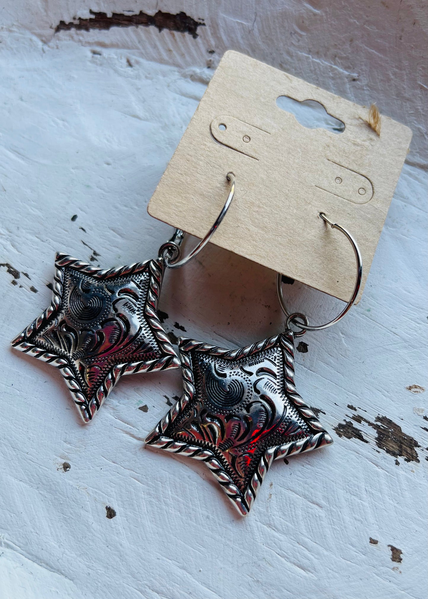 Earrings | Hoop Earrings with Silver Metal Charm
