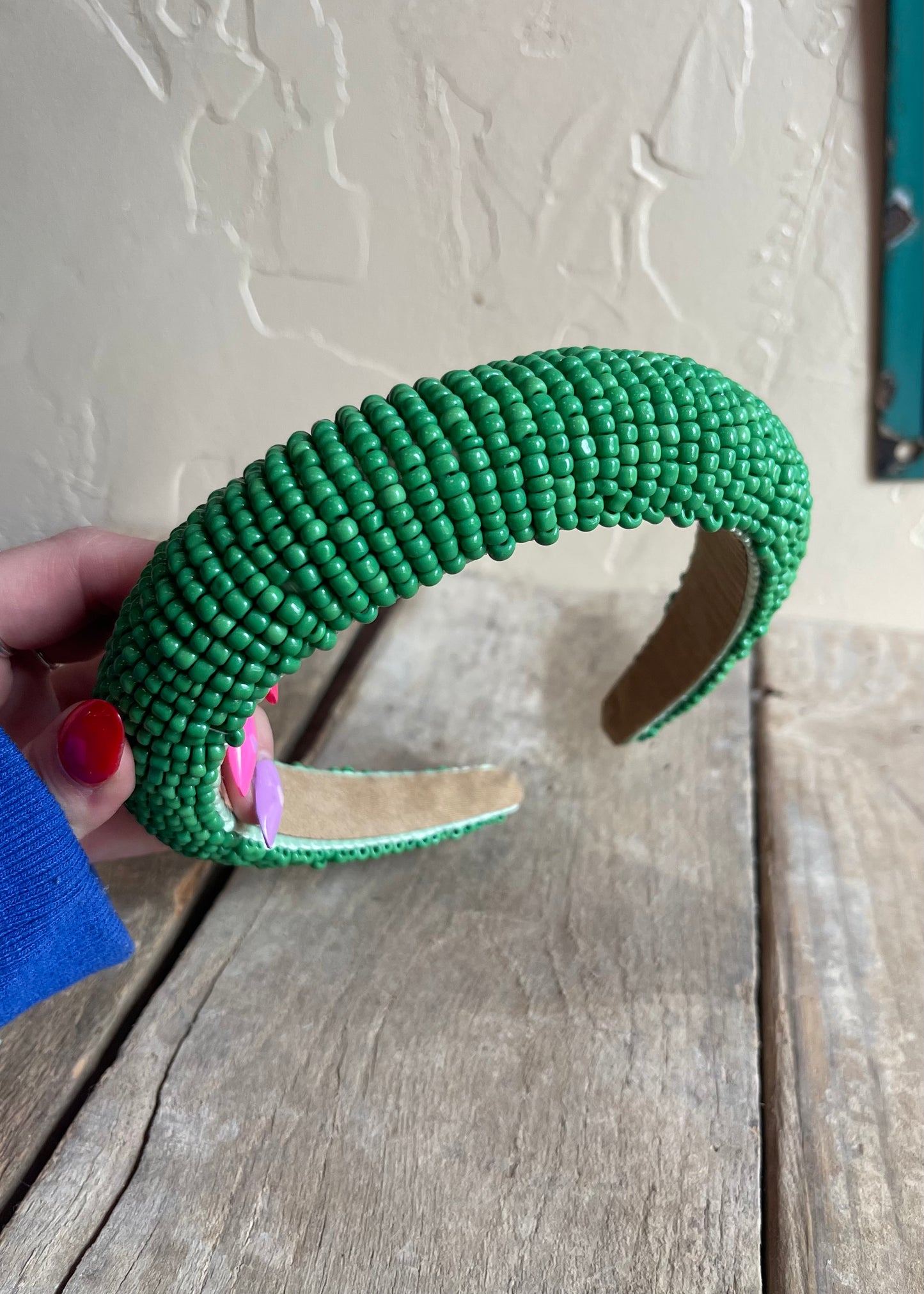 Hair Accessories | Solid Green Beaded Headband