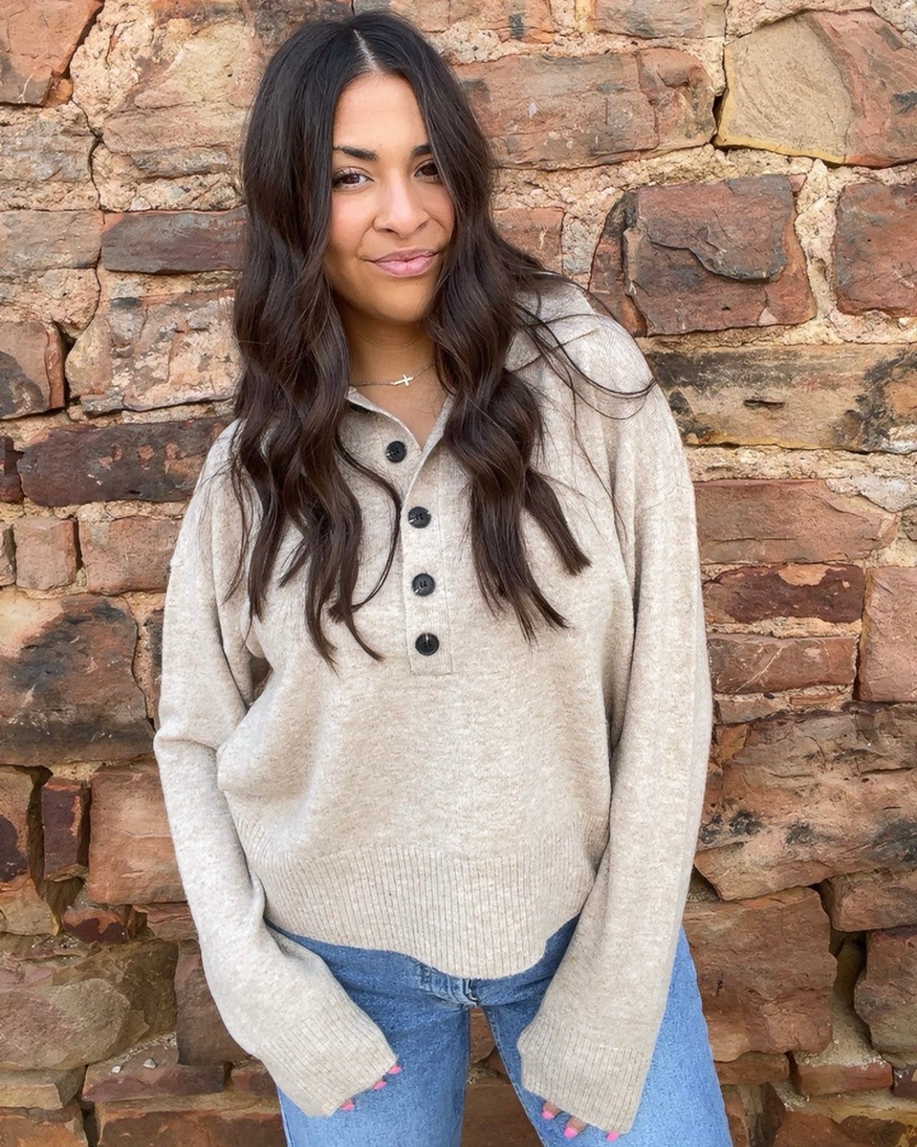 Tops | KUT From The Kloth Sweater Oatmeal Button Front