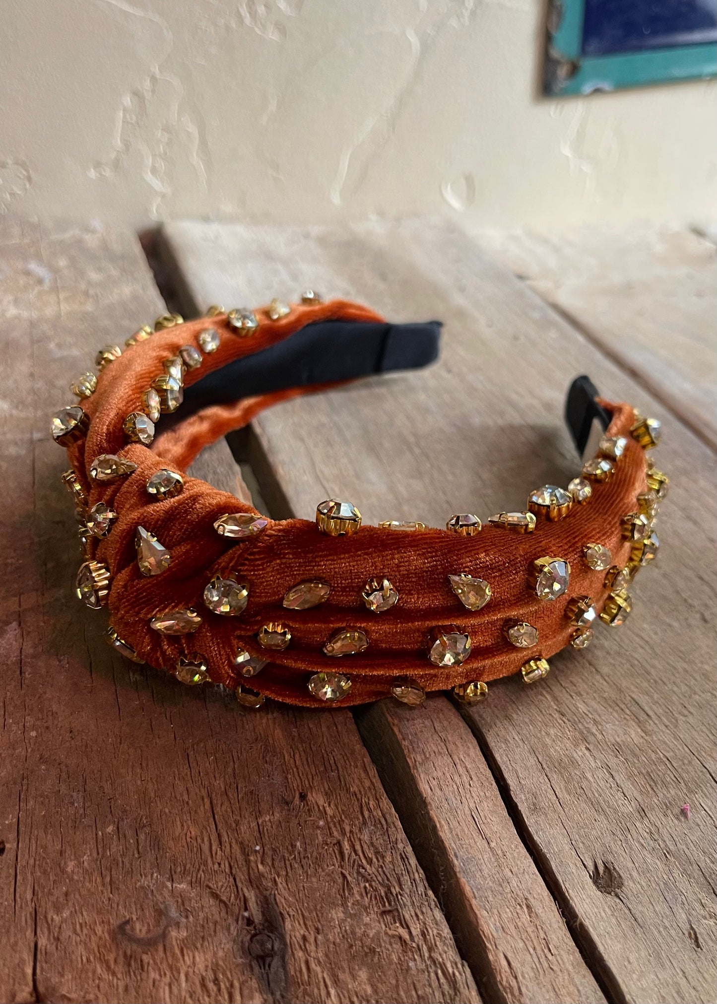 Hair Accessory | Velvet with Clear Rhinestones Headband