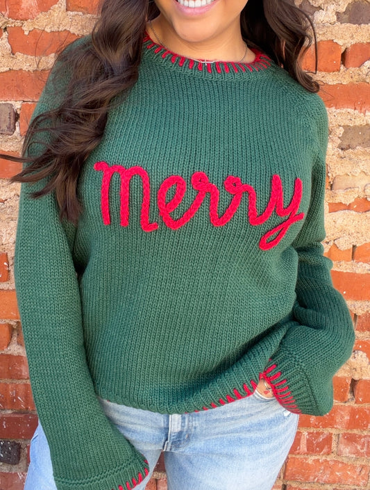 Tops | Sweater Merry Tinsel Lettering Christmas