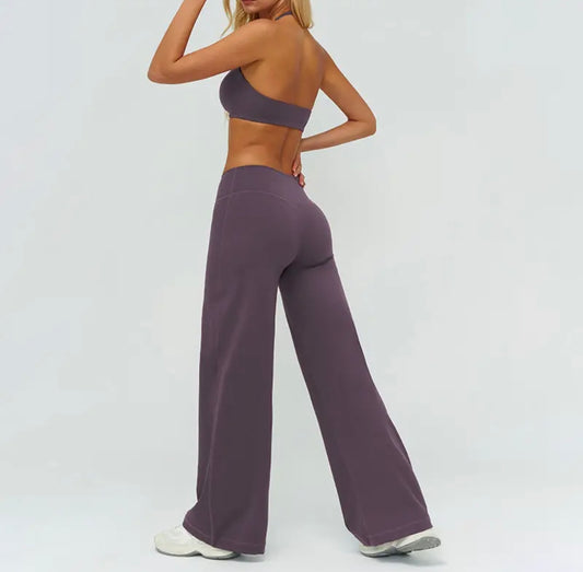 Backless Sports Bra + Wide Leg Pants