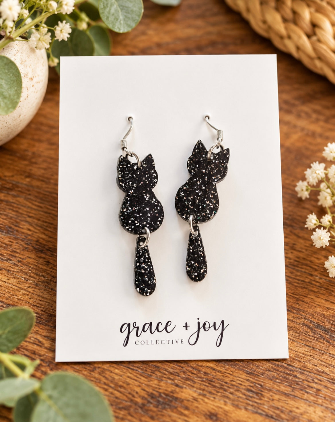 Earrings - Black Cat