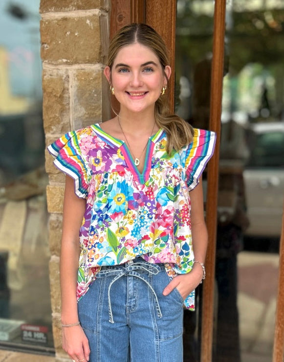 Tops | Blouse Spring Bloom Multicolor Floral Printed
