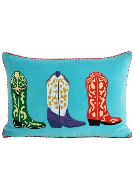 My Rodeo Blue Boots Pillow