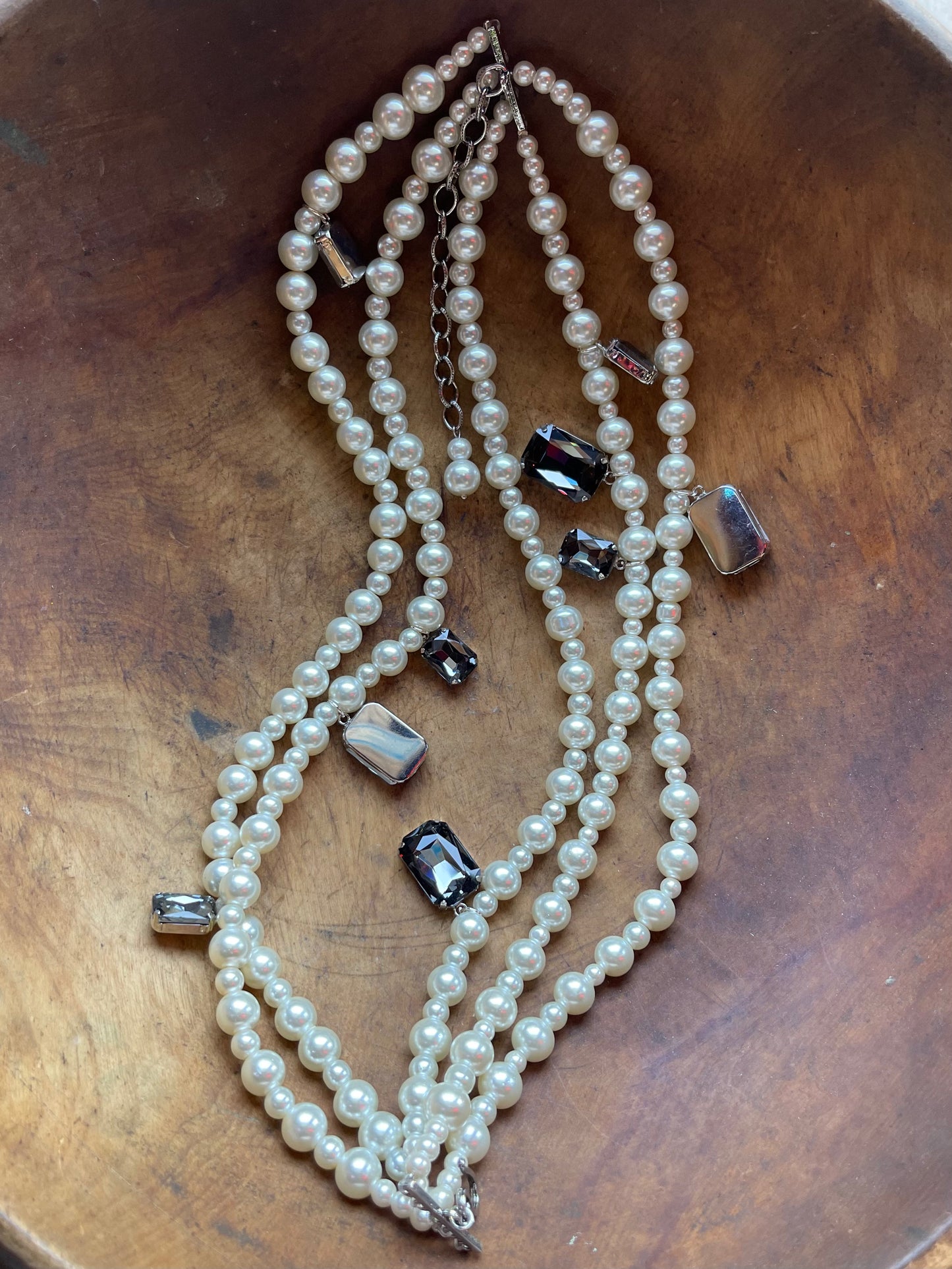 Necklace | 5 Strand Pearl Crystal Necklace
