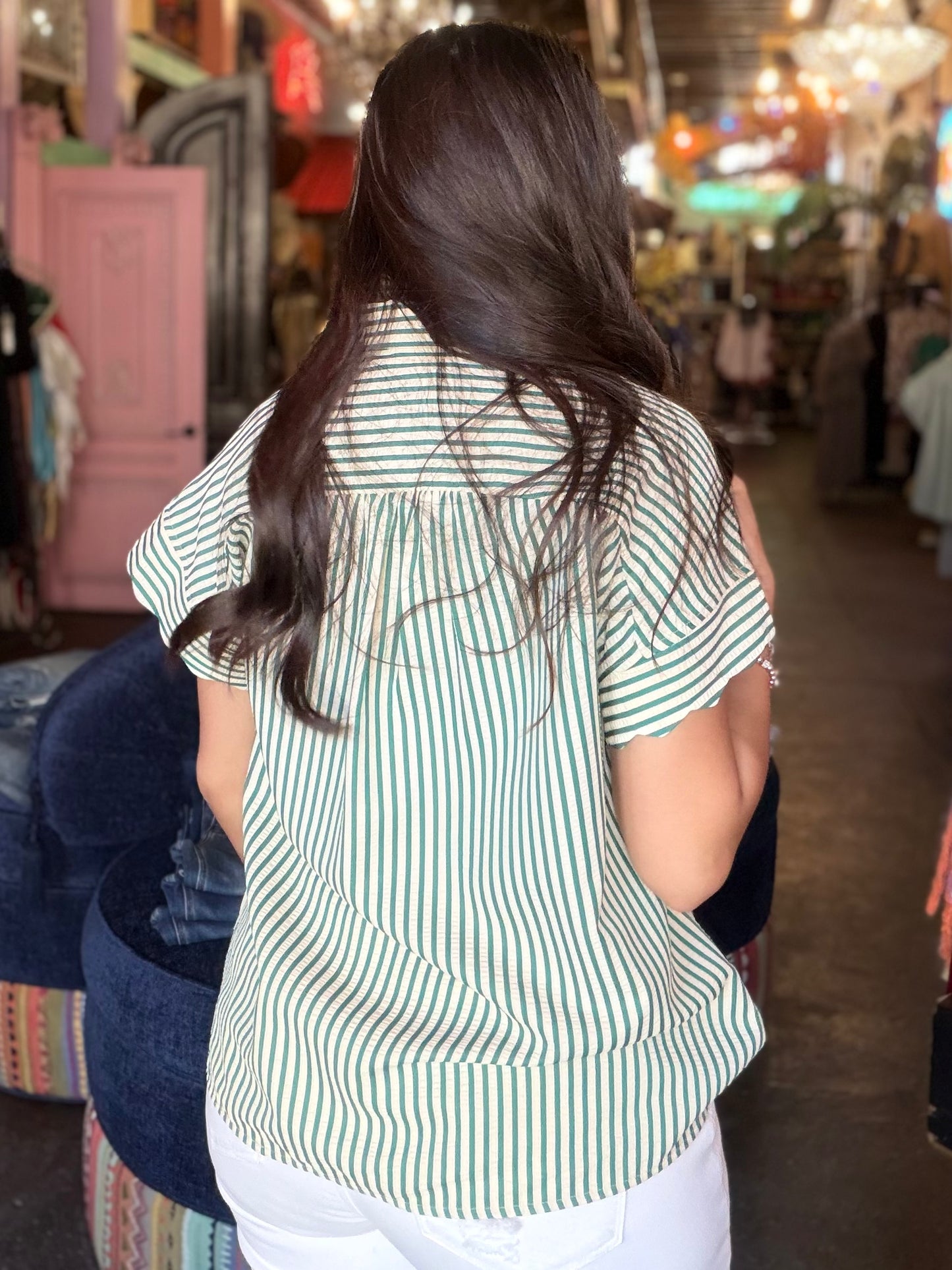 Kelly Striped Button Down Blouse