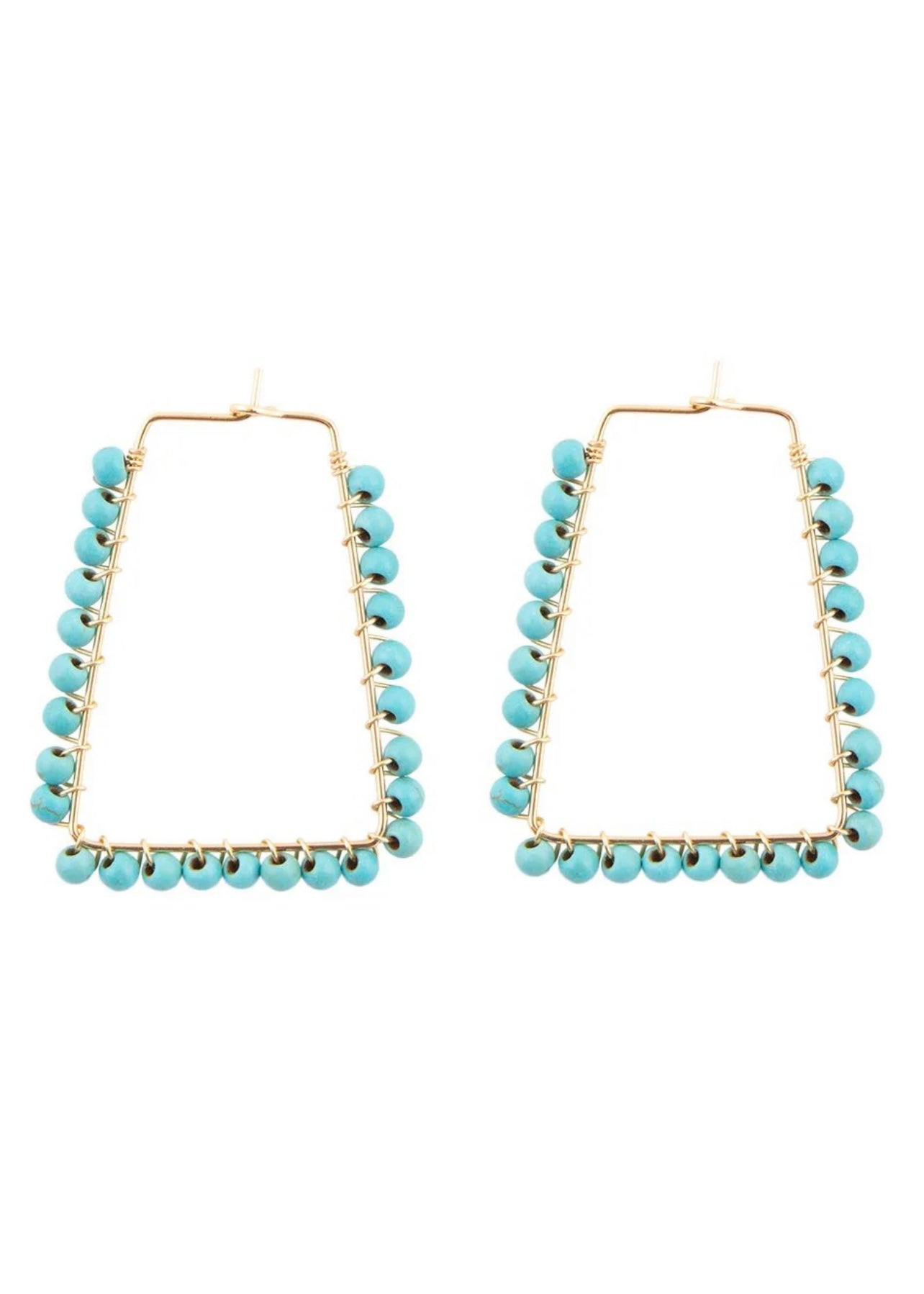 Jewelry | Earrings Canyon Blue Turquoise Magnesite Golden Hoop Beaded