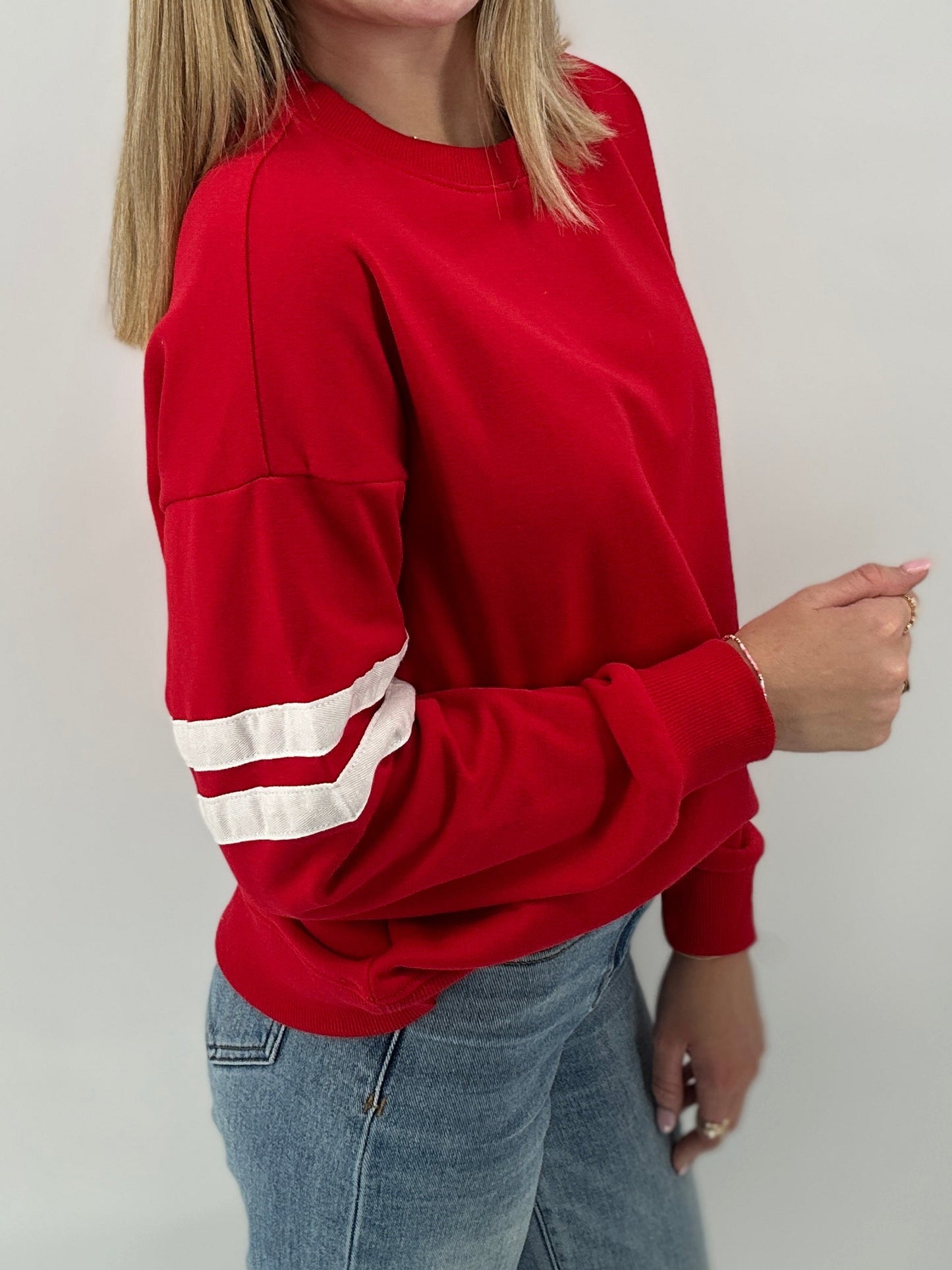 Tops | Sweater Striped Detail Red/White