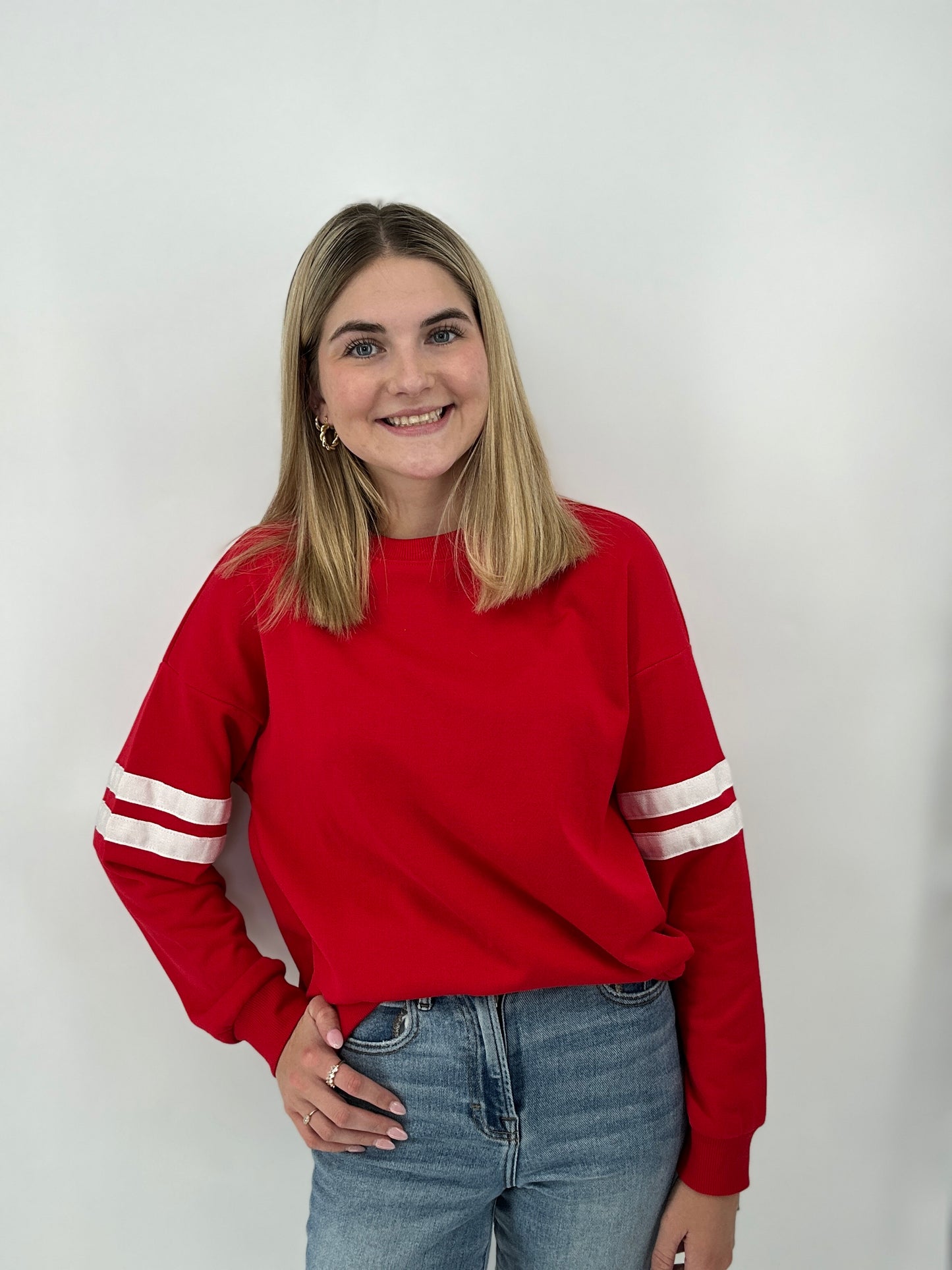 Tops | Sweater Striped Detail Red/White