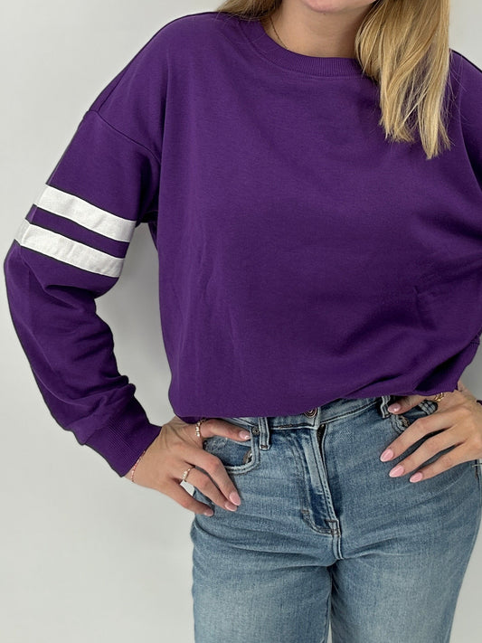 Tops | Sweater Striped Detail Purple/White