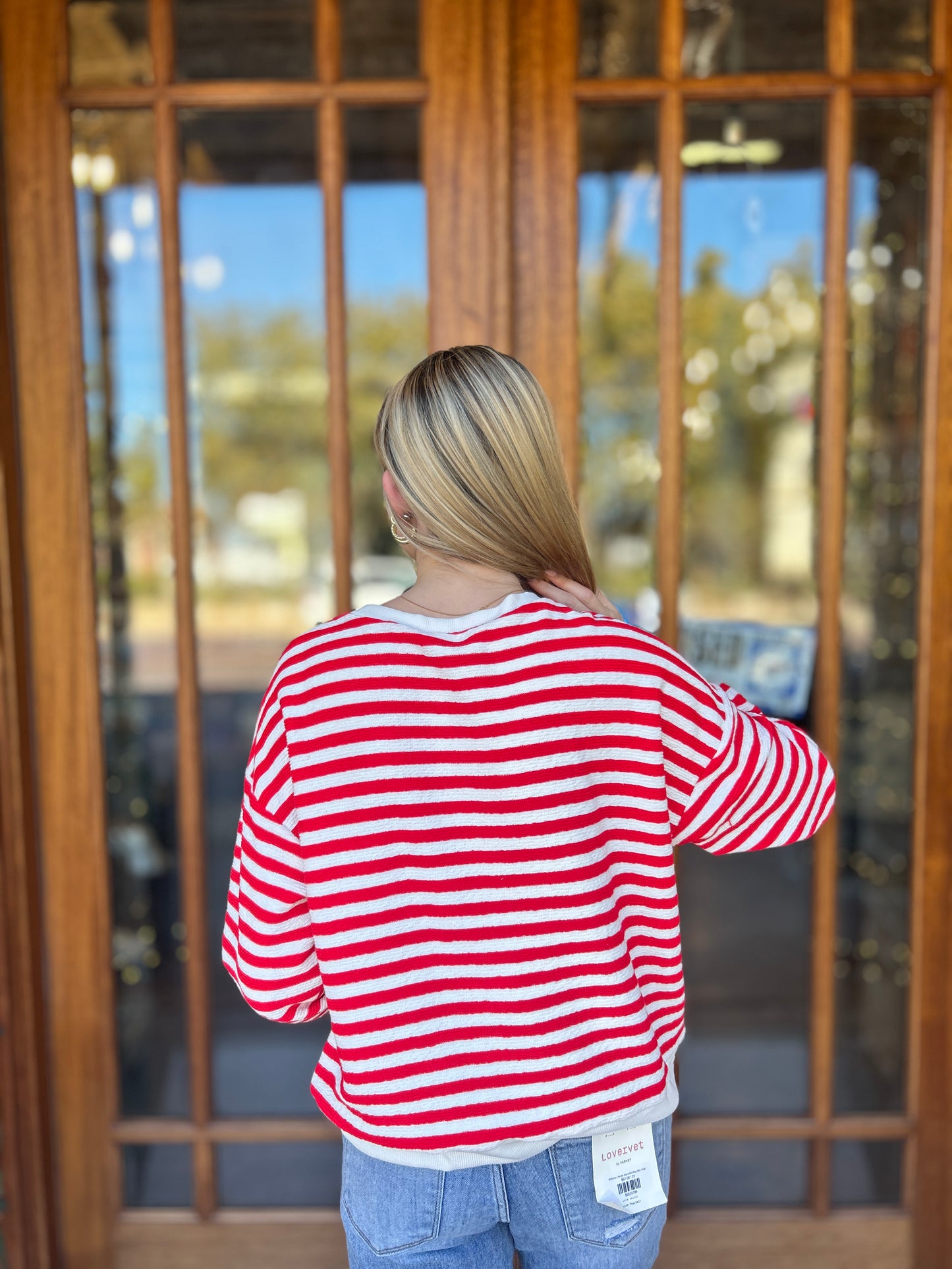Tops | Striped Pullover Red/White