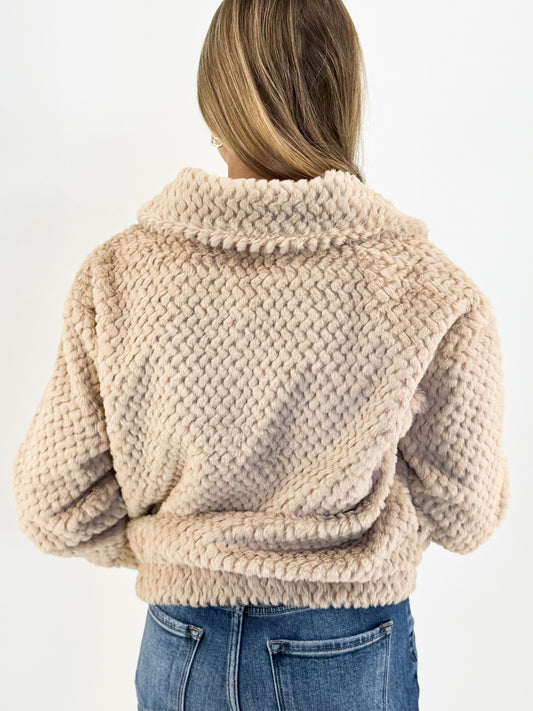 Textured Fur Zip Front Bomber