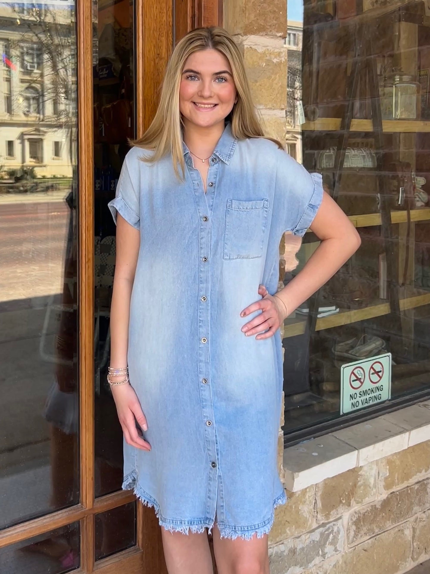 Denim Tencel Shirt Mini Dress