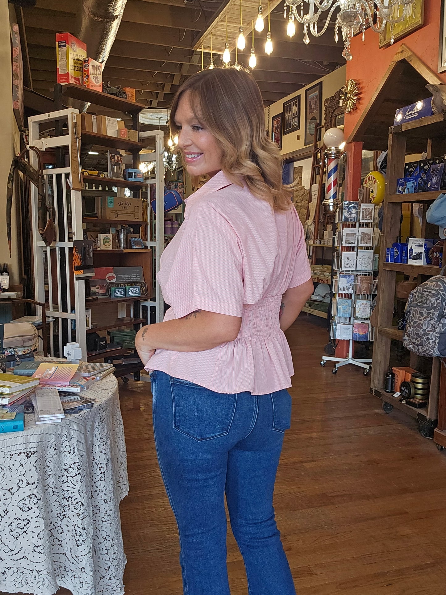 Blouse - Pink Seaside Pleated