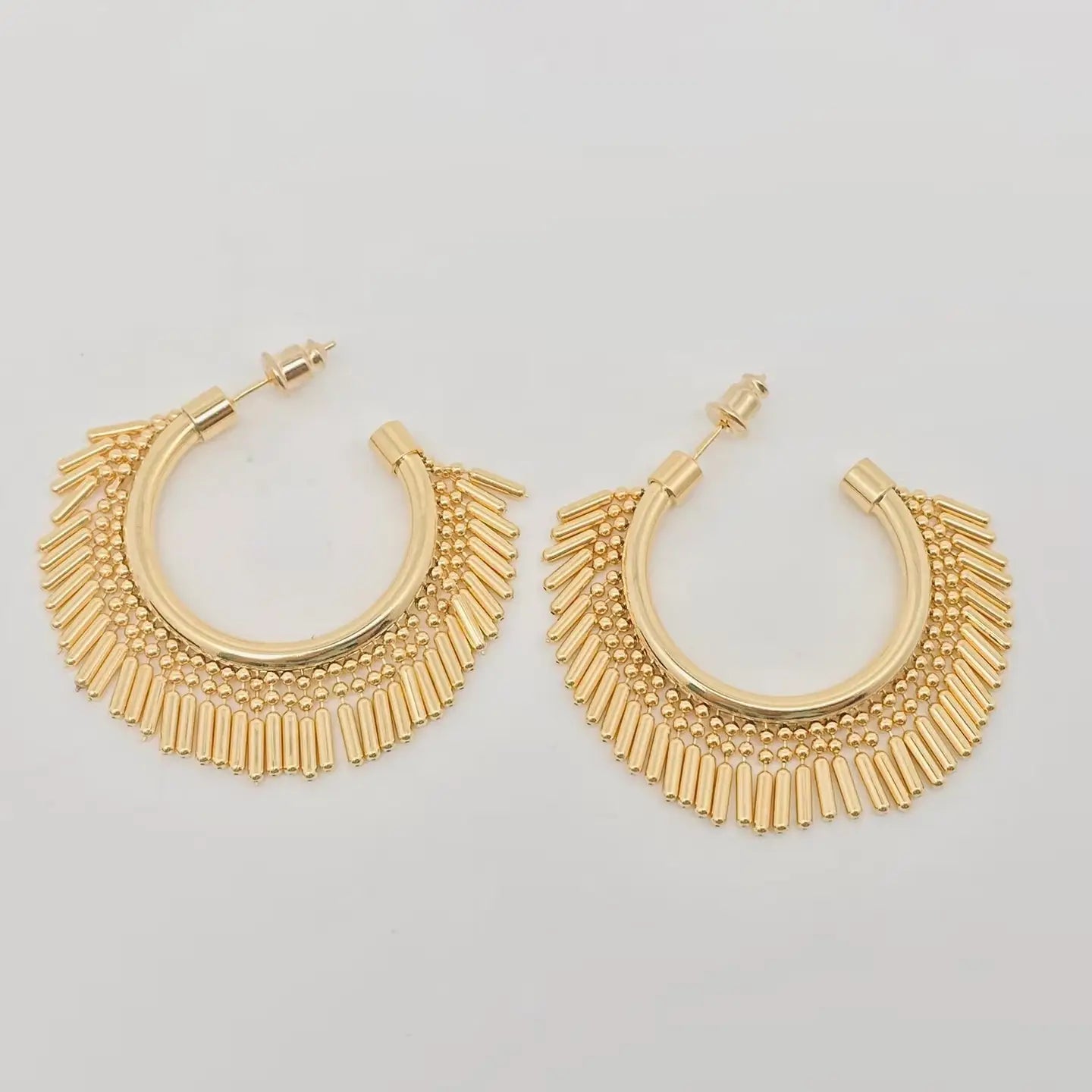 Jewelry | Earrings Gold Plated C-Shaped Tassel Hoop