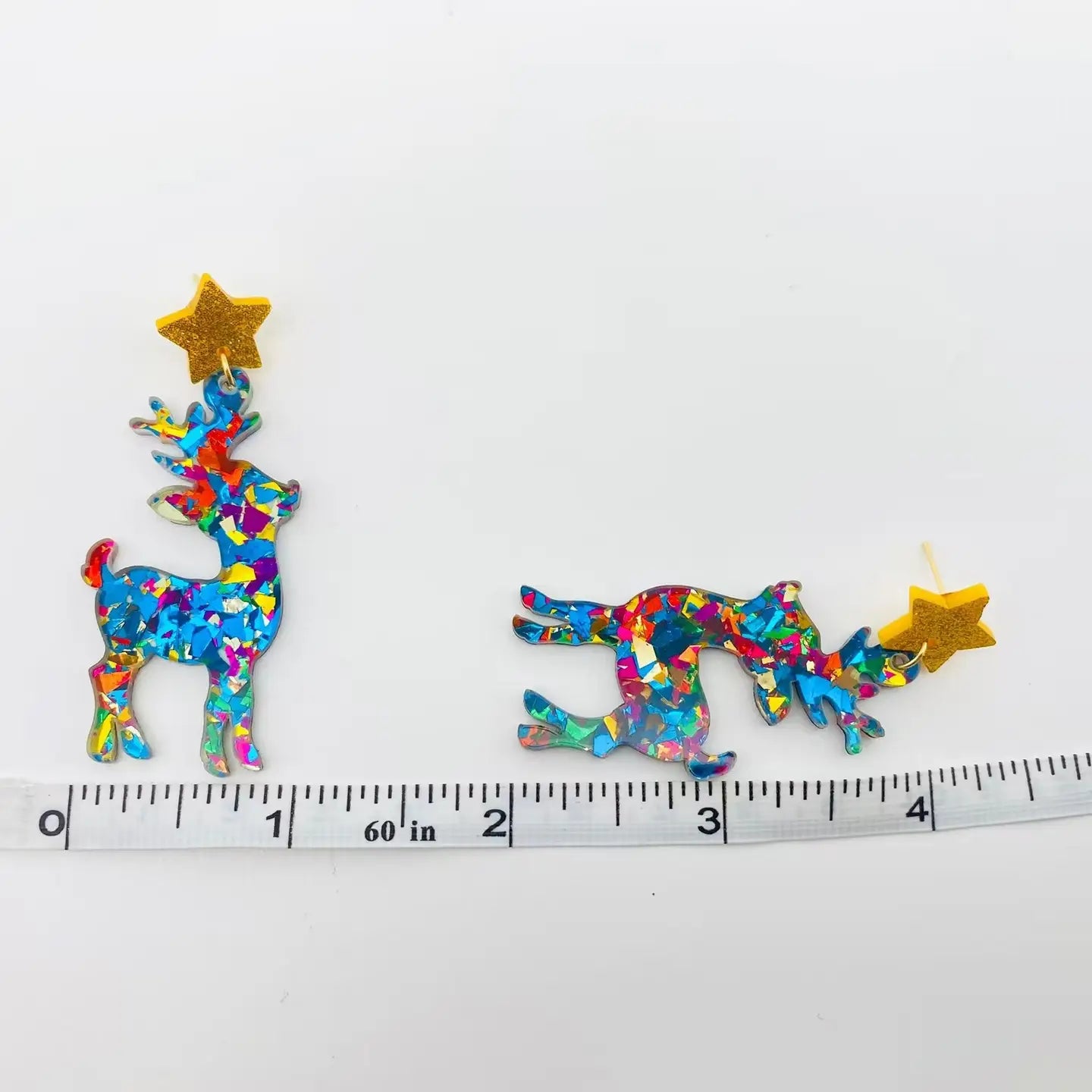 Earrings | Christmas Acrylic Colored Elk Star Post