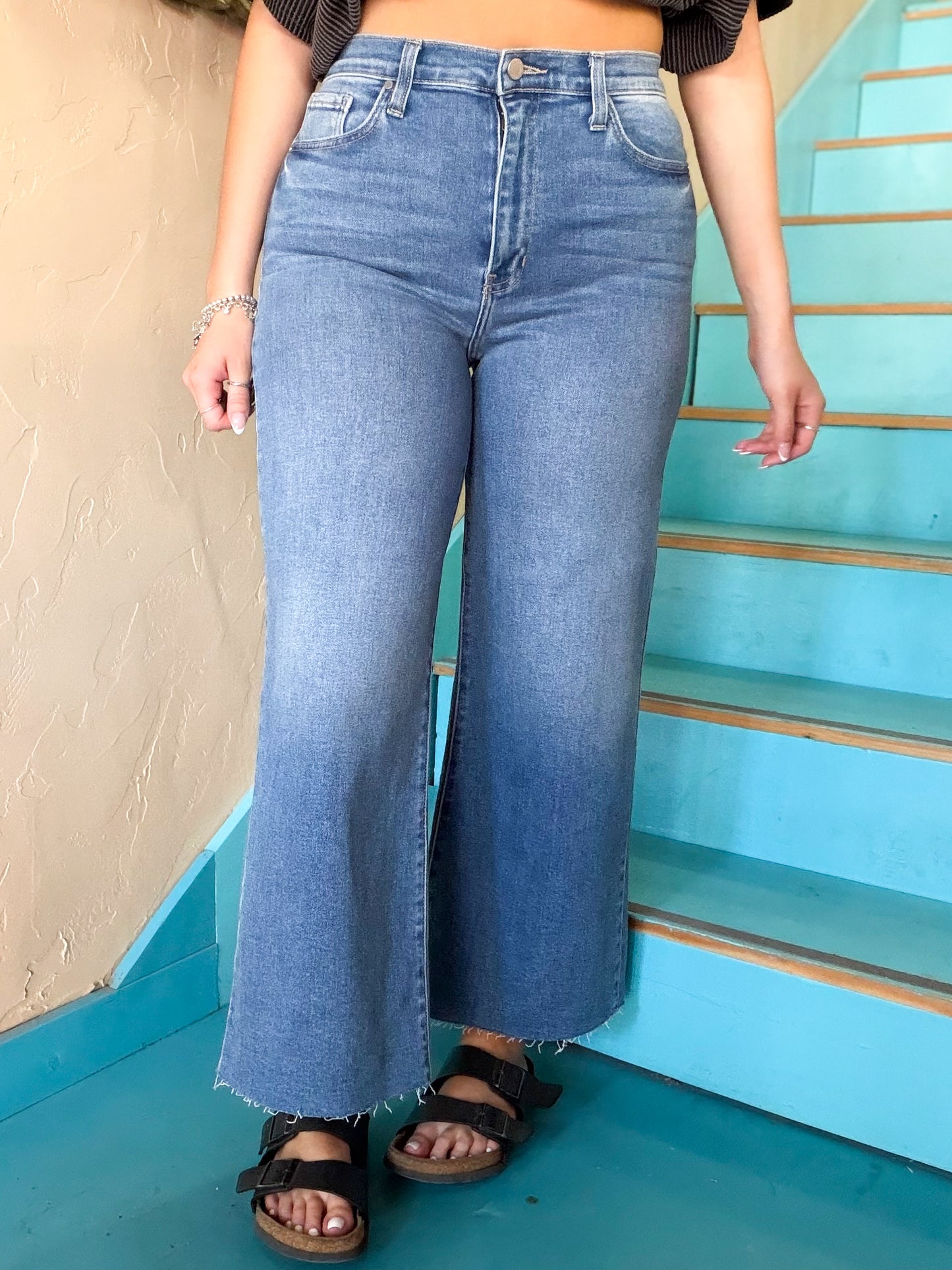 Pants - Just Black Denim Scissor Cut Wide Leg