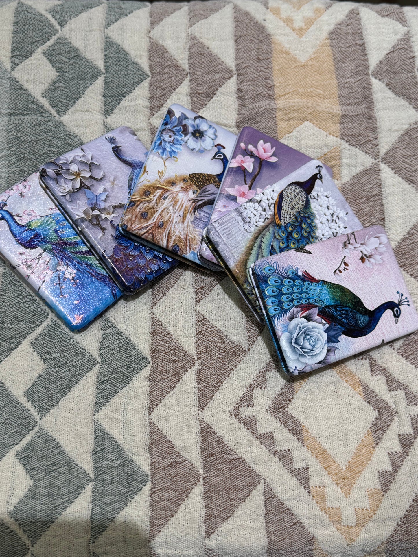 Accessories | Elegant Peacock Floral Print Compact Makeup Mirror