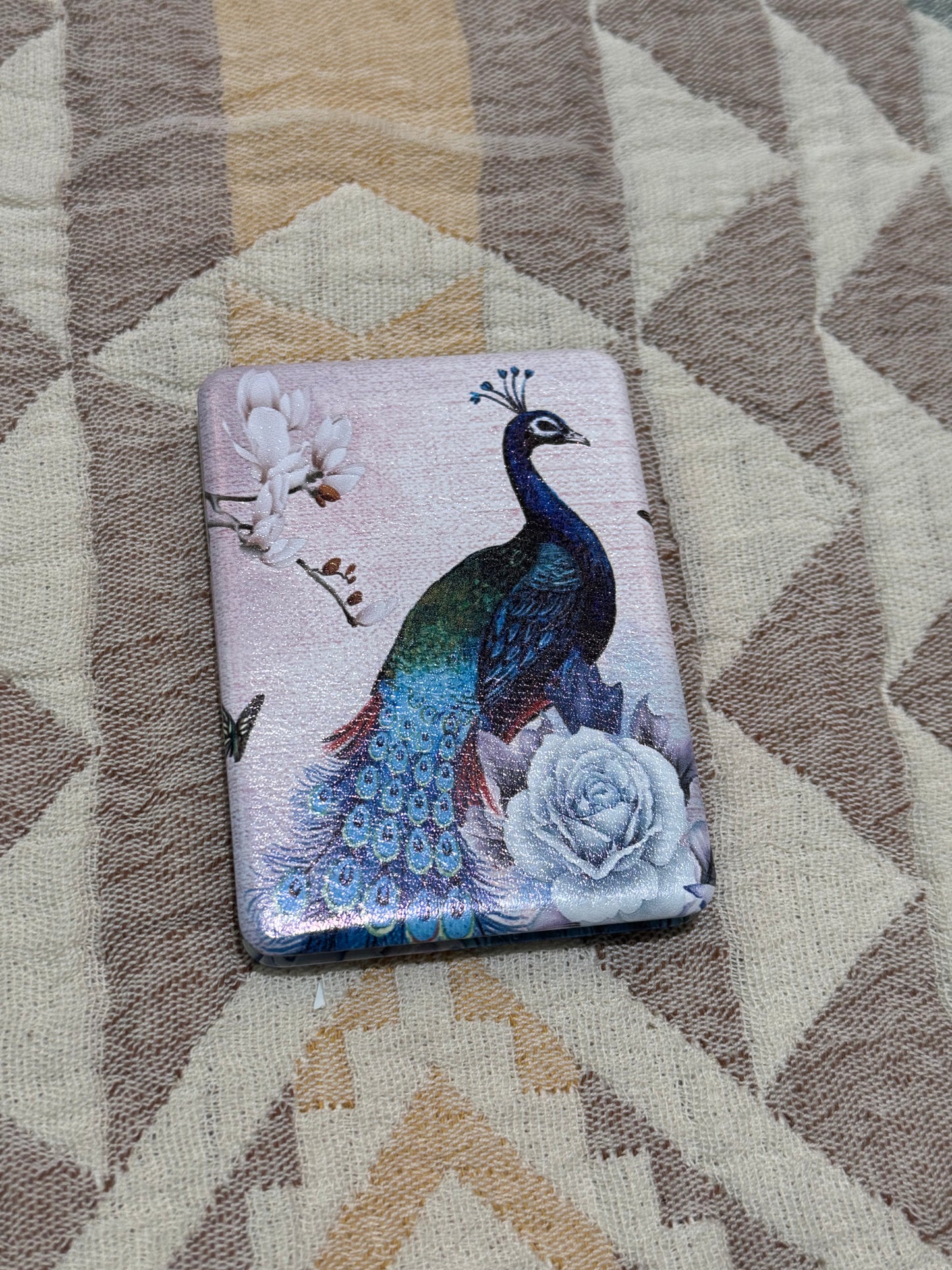 Accessories | Elegant Peacock Floral Print Compact Makeup Mirror
