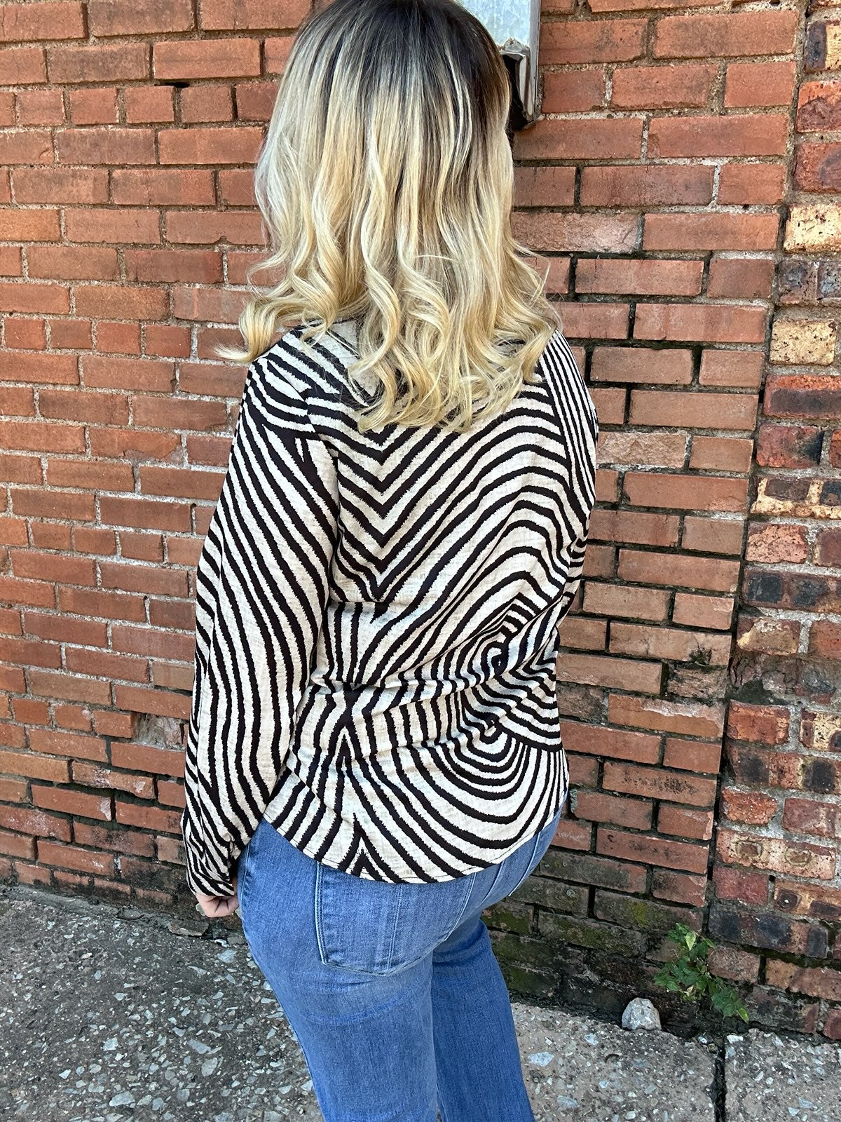 Tops | Blouse Zebra Printed Button Down