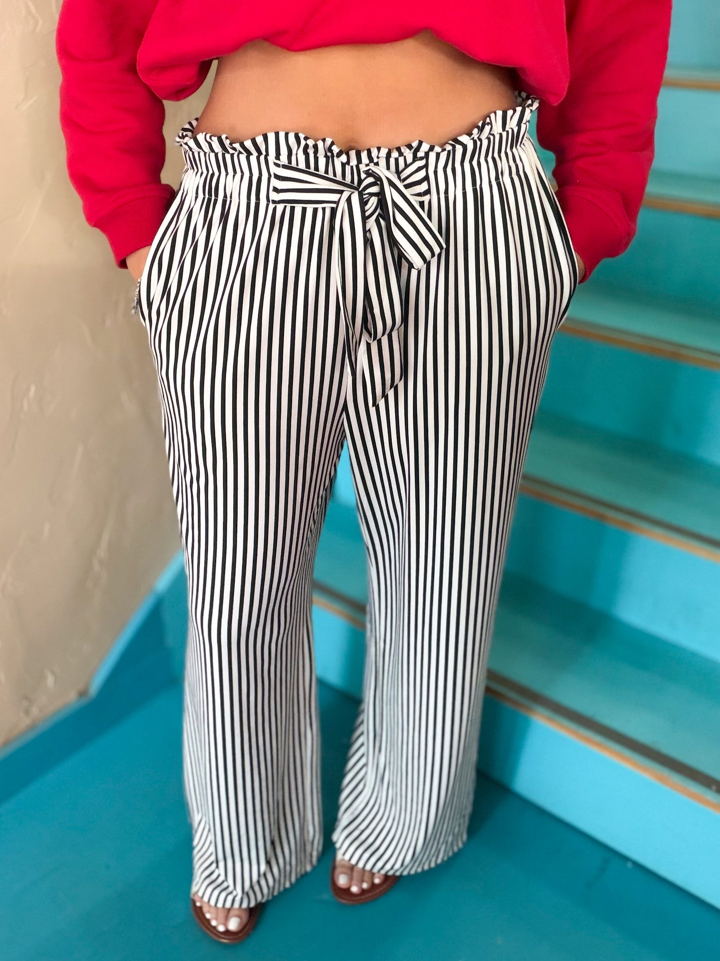 Trousers - Tied Straight High Waist