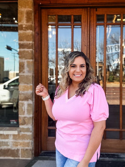 Bubble Gum V-Neck Blouse