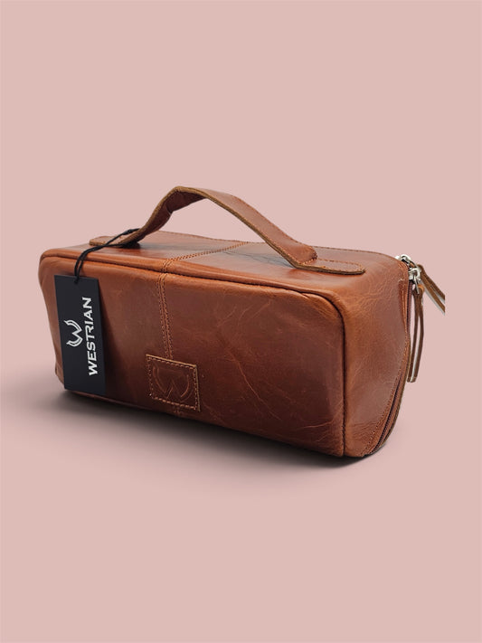 Toiletry Bag - Distressed Oily Leather