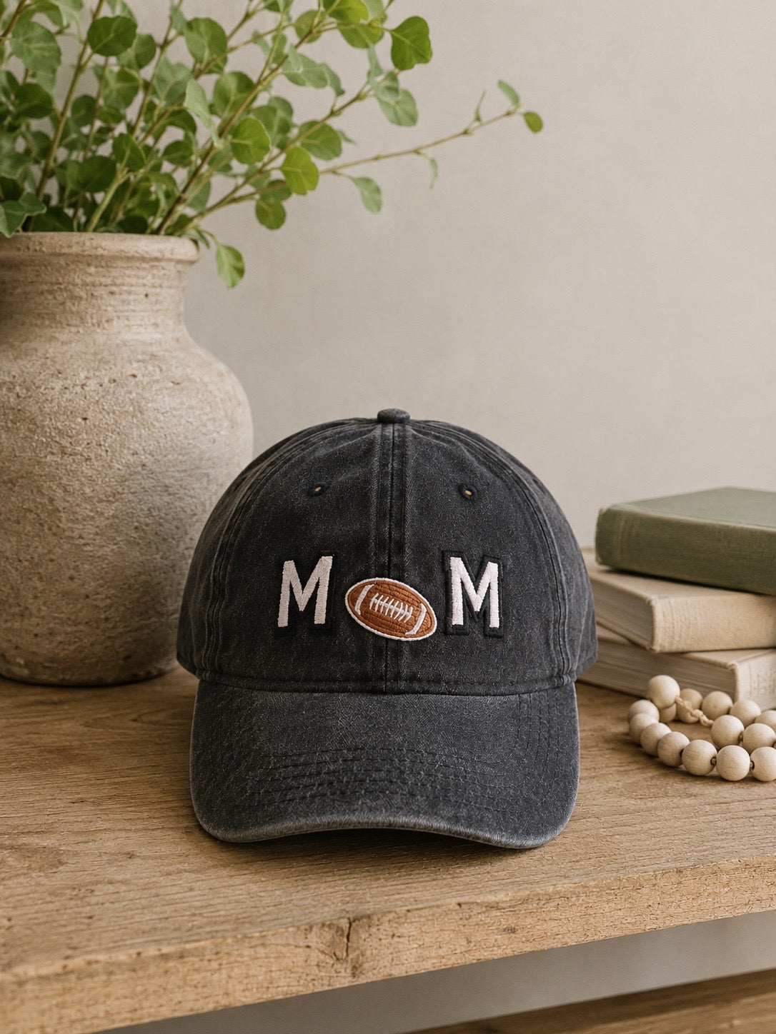 Washed Black Game Day Mom Football Hat