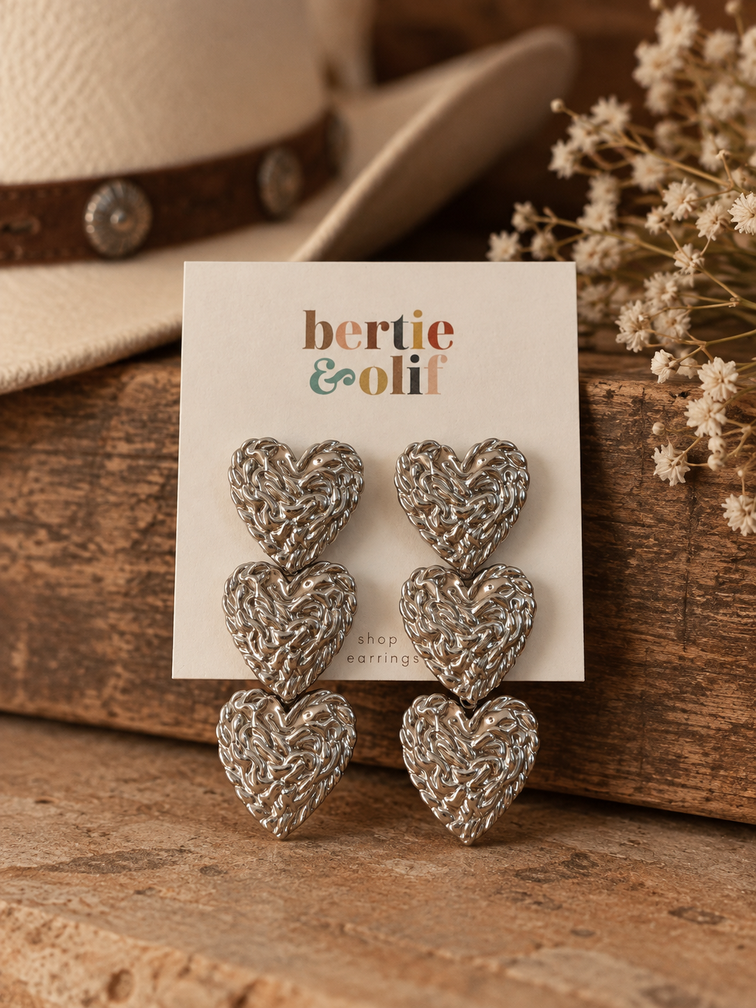 Earrings - Evian Textured Heart