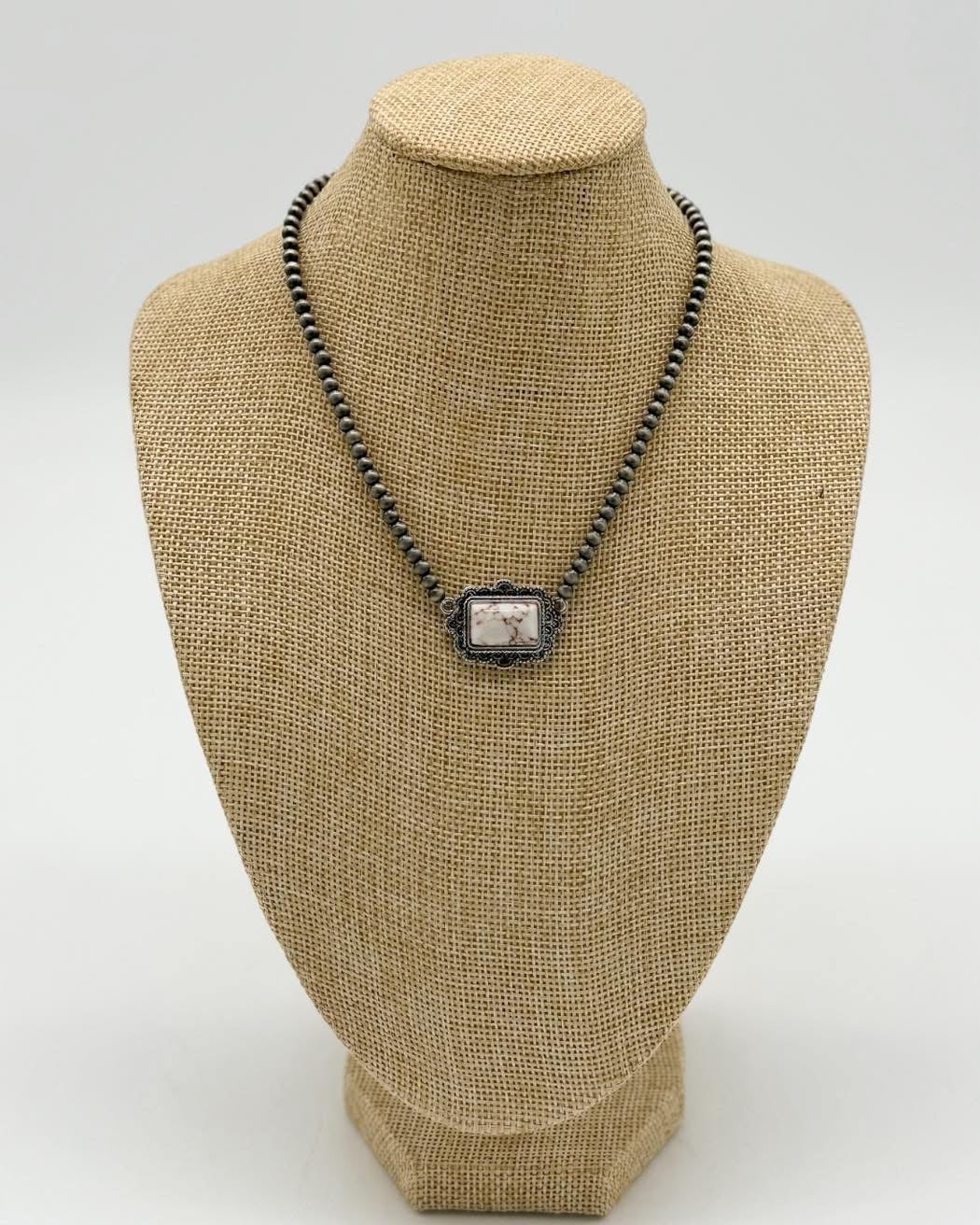 Jewelry | Necklace White Western Stone Pendant Beads Collar Necklace