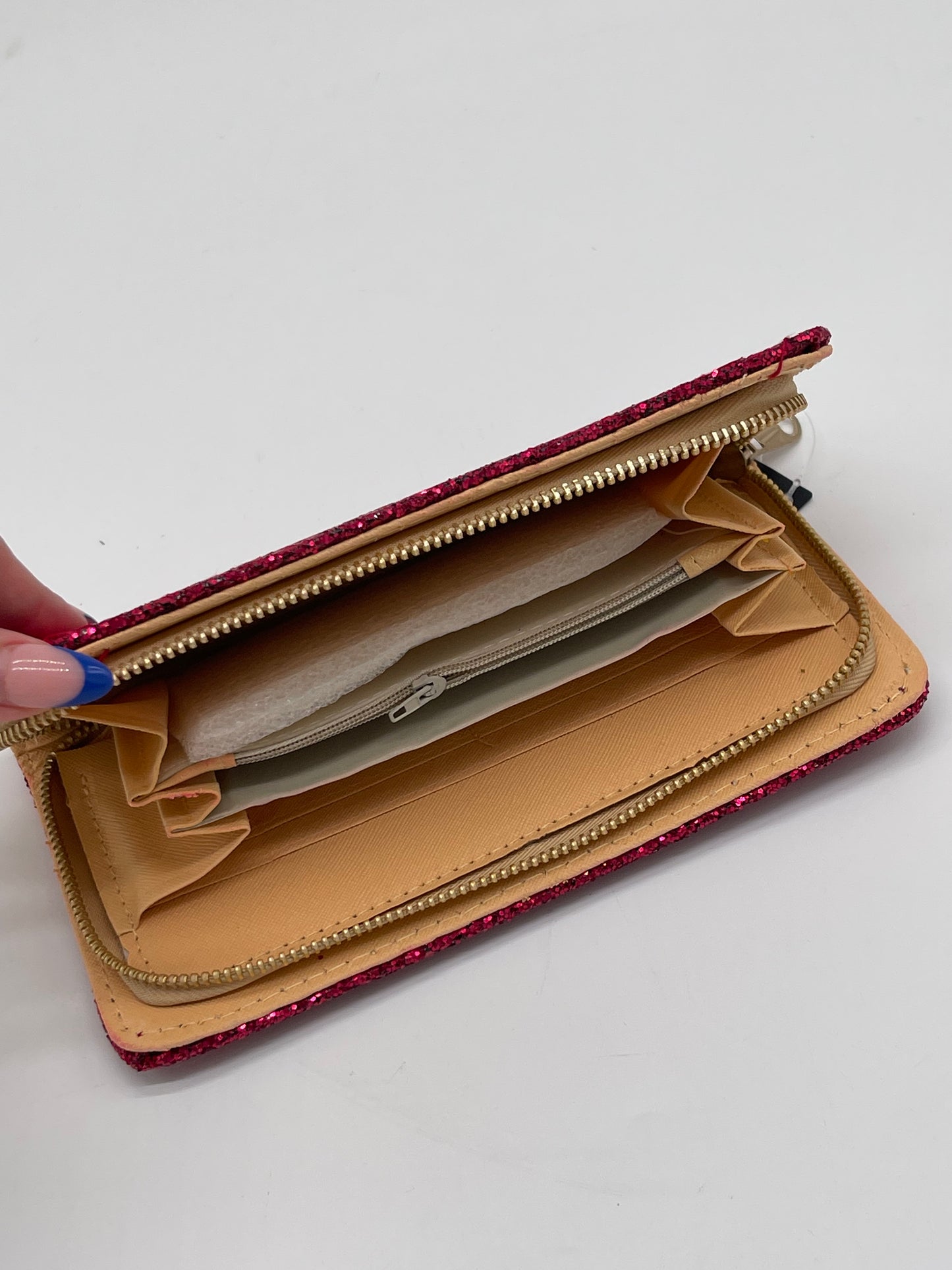 Wallet | Red Sparkle Glitter Single Zip