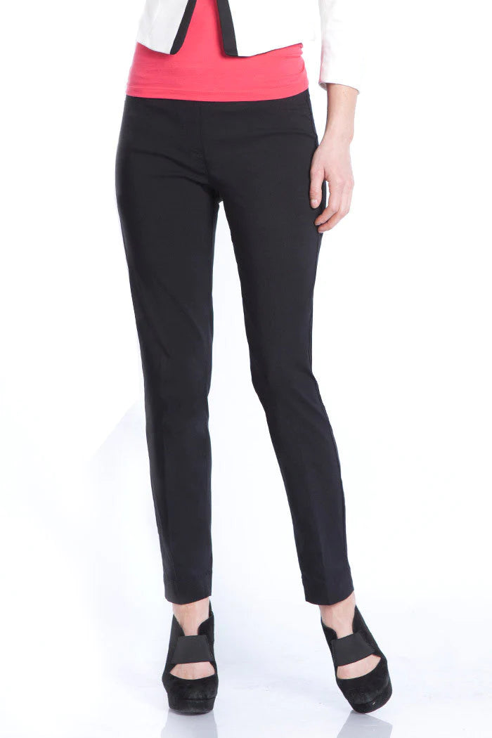 SlimSation | Pull On No Waist Ankle Pants- Black
