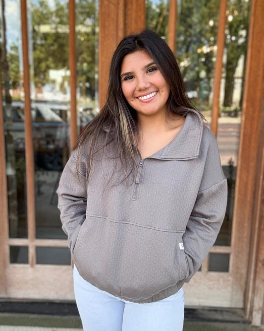 Tops | Quarter Zip Quilted Driftwood