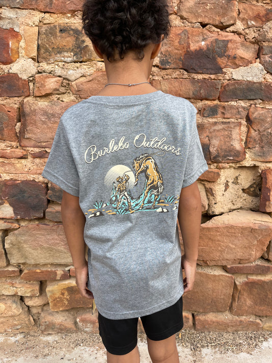 Boys | Burlebo Cowboy Up Dark Grey Youth Tee