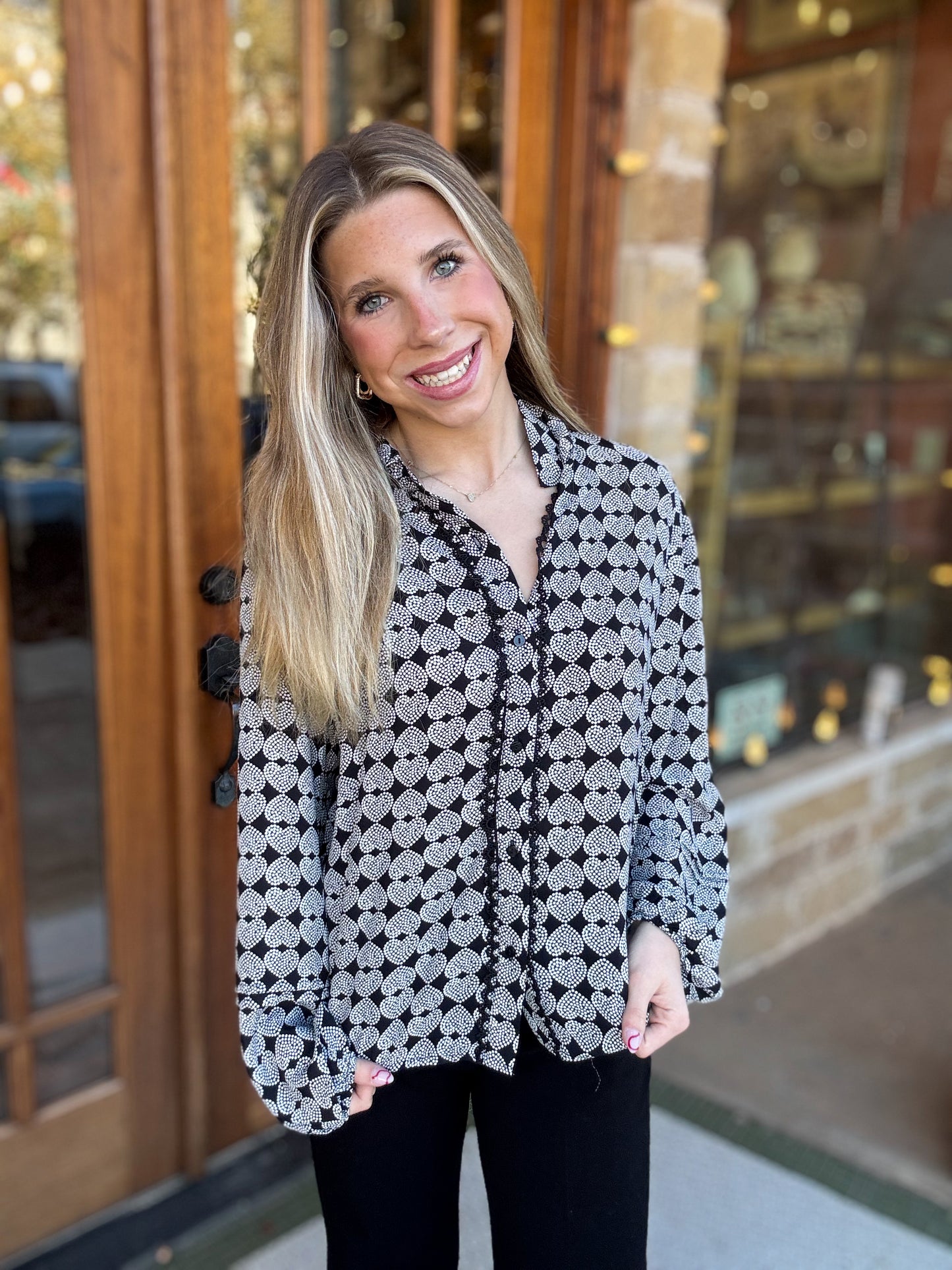Heart Print Blouse