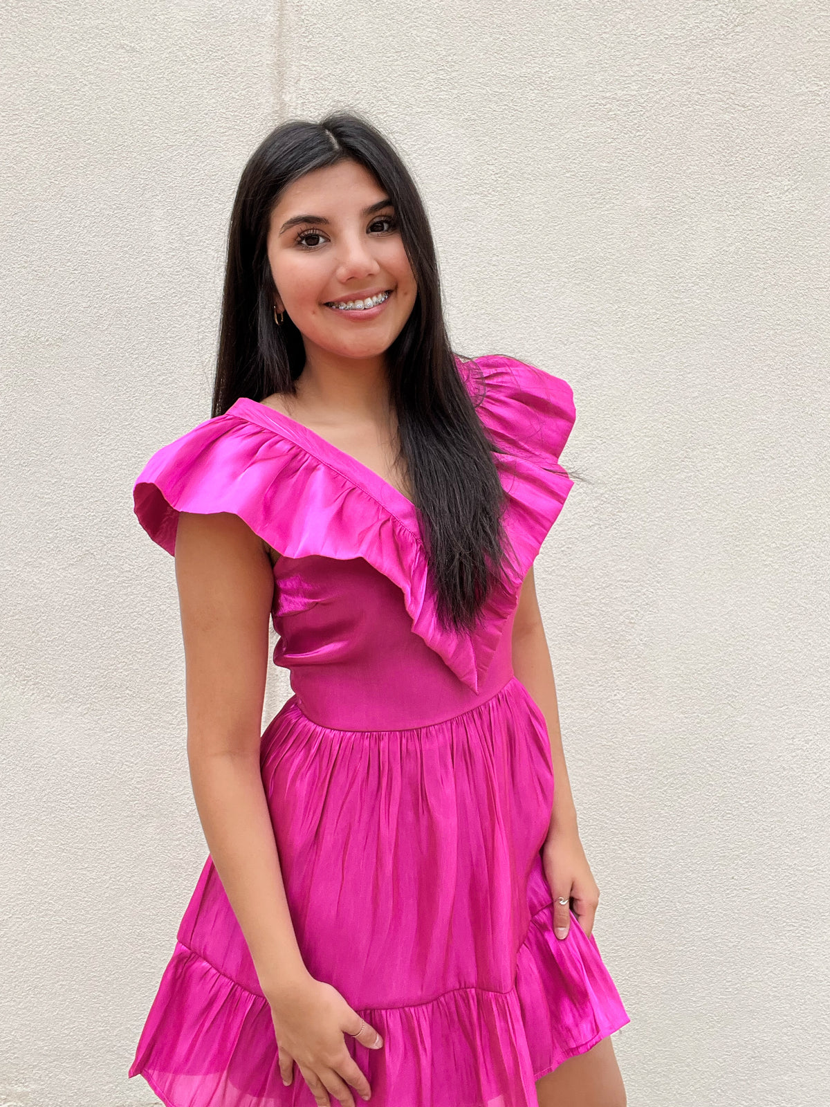 Dress | Pink Ruffle Dress