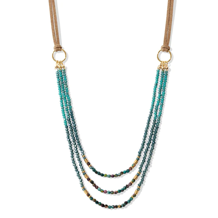 Triple Layer Beaded Gold Necklace