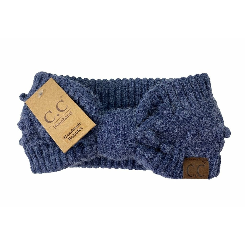 Accessories | C.C Knit Bobble Bow Headband Denim Blue