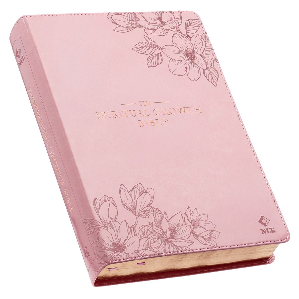 NLT Spiritual Growth Bible Pink Magnolia Faux Leather
