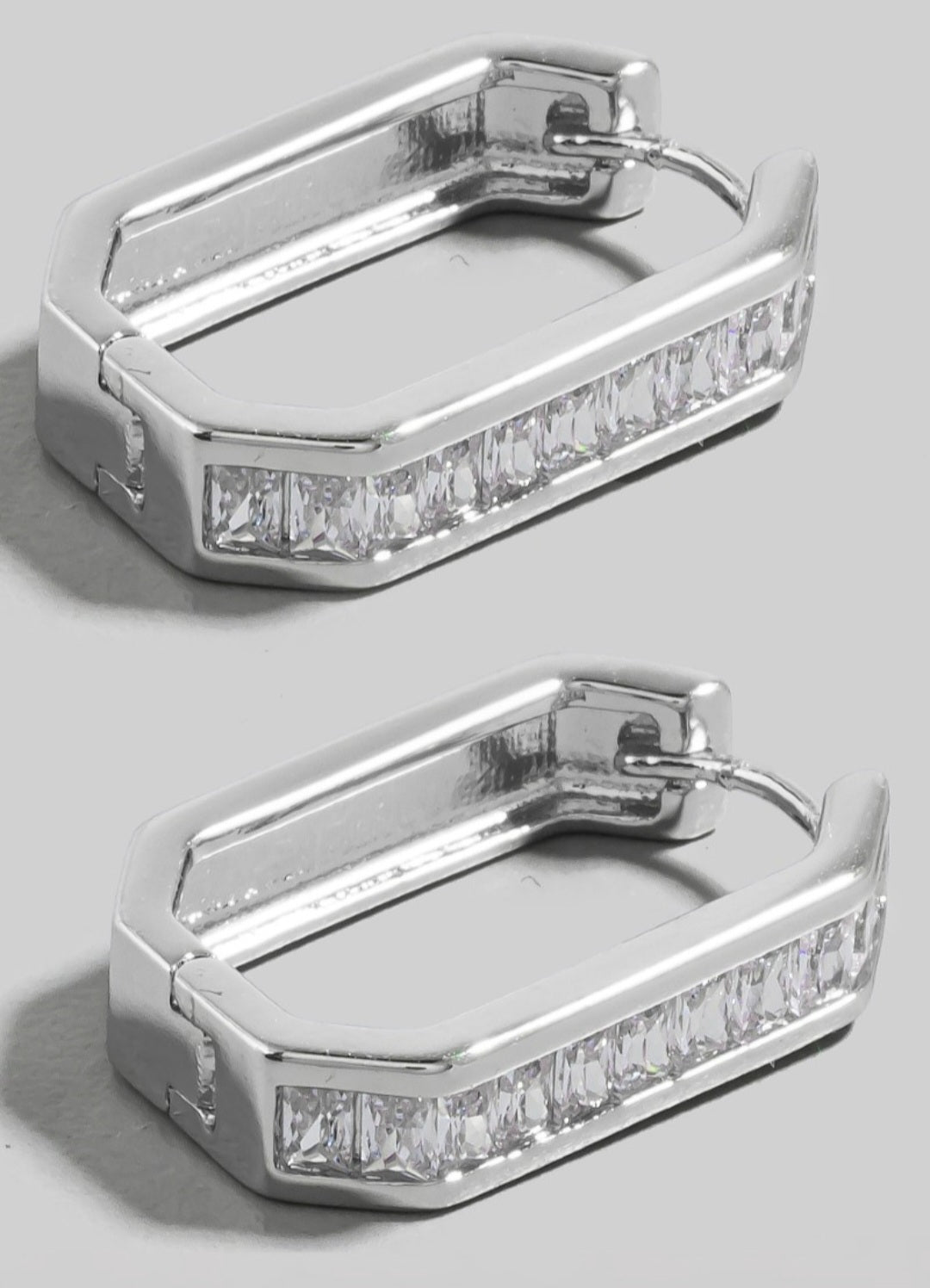 Jewelry | Earrings Pave Hinge Rectangle Hoop