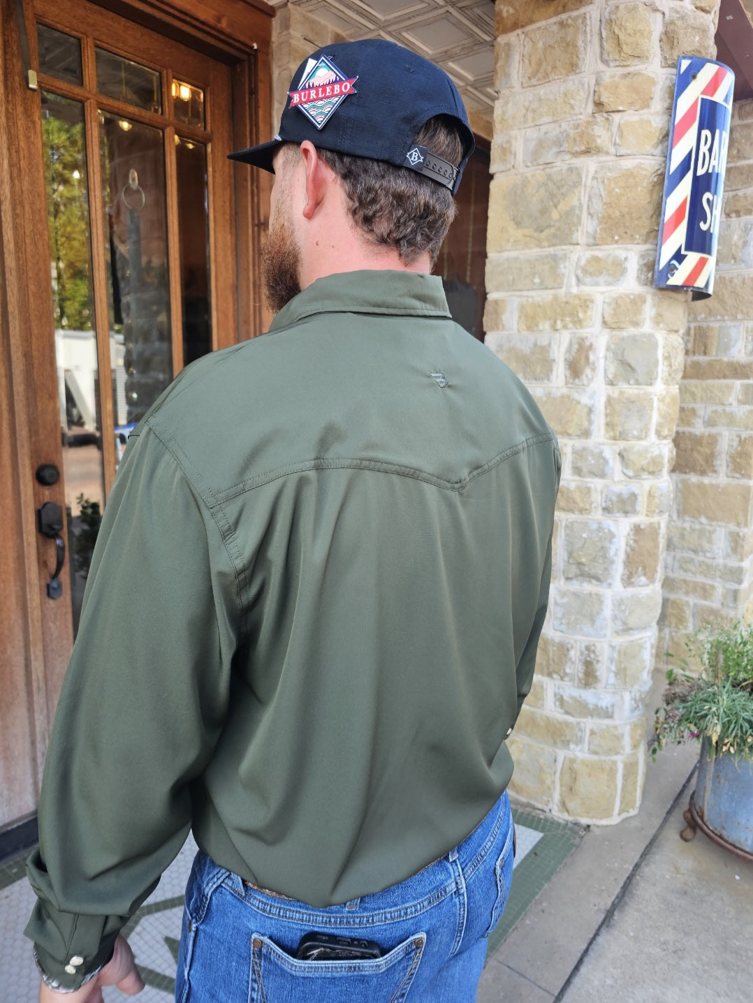 Mens | Burlebo Shirt Performance Western Mallard Green